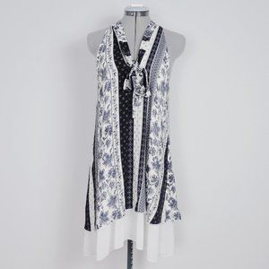 Floral Navy and White Handkerchief Dress Size Small